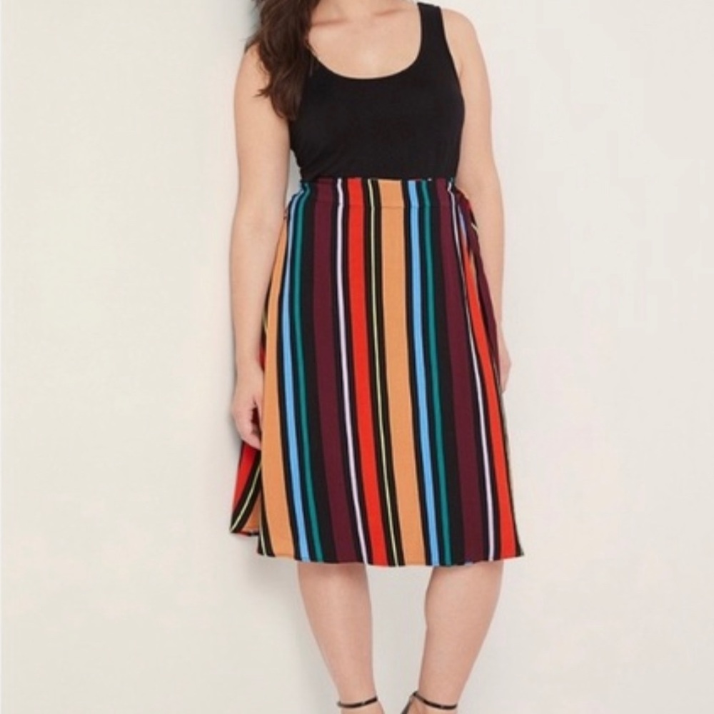 ELOQUII stripe wrap midi skirt